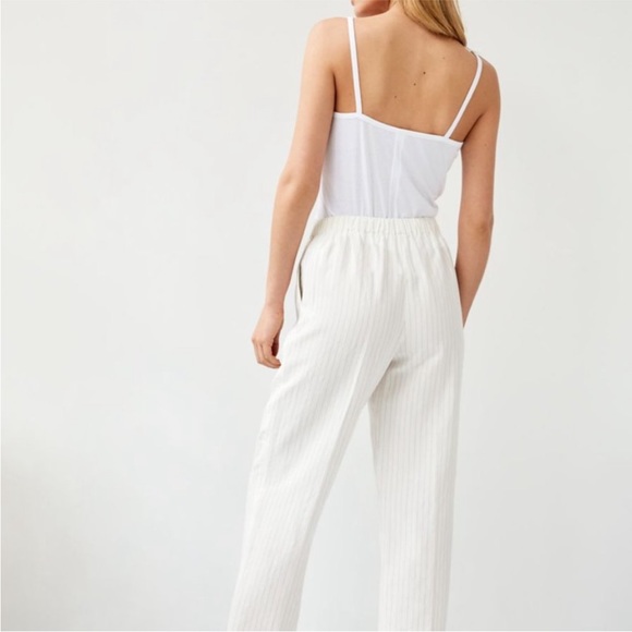 THE GROUP Babaton JIMMY Cropped Drawstring LINEN Trouser Wide Leg Pants! Size XS - Picture 4 of 5